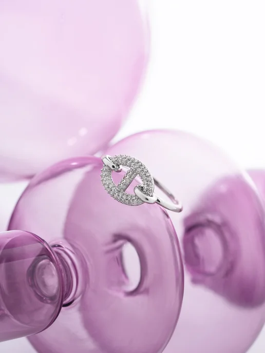 Аксессорика Кольцо с камнями пряжка гермес бижутерия Accessorica, серый, фото 8