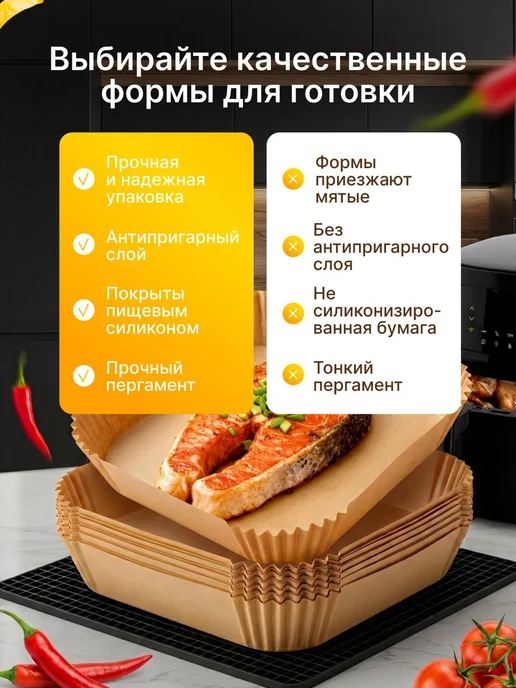 Pureheat Пергамент для аэрогриля, дно 20 см, 100 штук, вариант, фото 2