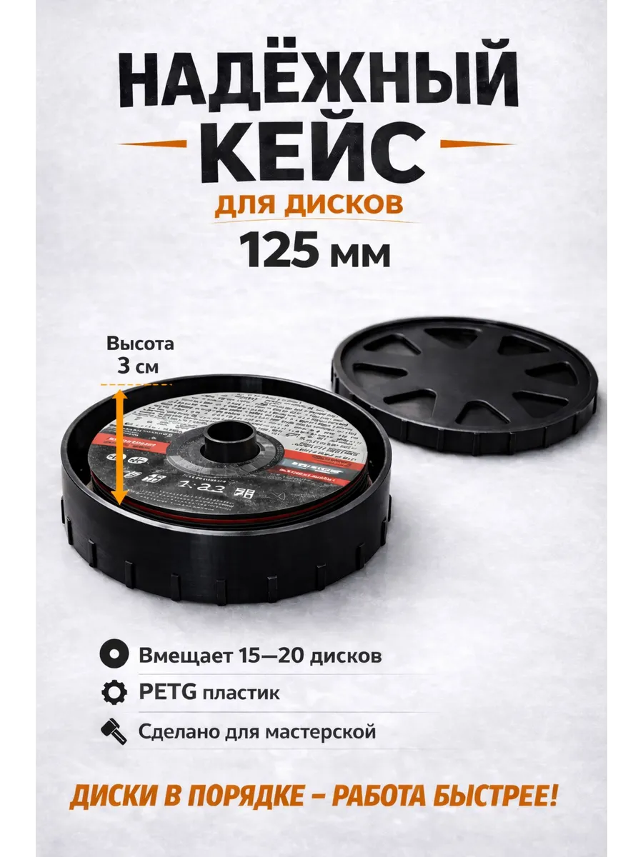Кейс для дисков УШМ 125 мм, органайзер для болгарки