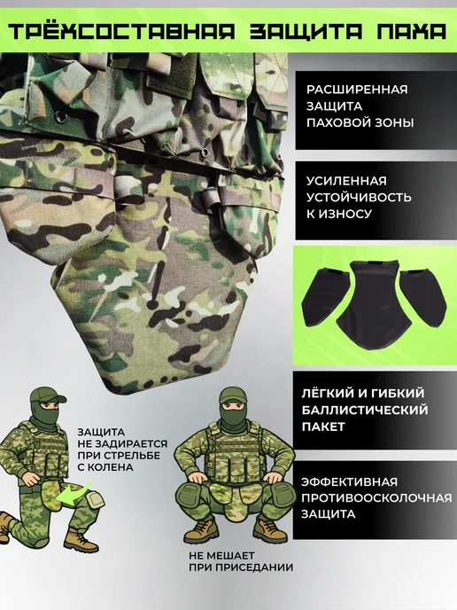 Бронежилет тактический военный мультикам БР-2 СВМПЭ, зеленый, фото 8