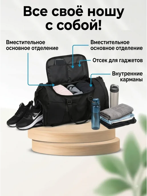BestShop1 Сумка рюкзак спортивная трансформер для тренировок, черный, фото 4