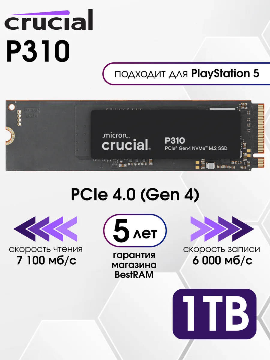 1 ТБ Внутренний SSD-накопитель Crucial P310 PCIe 4.0