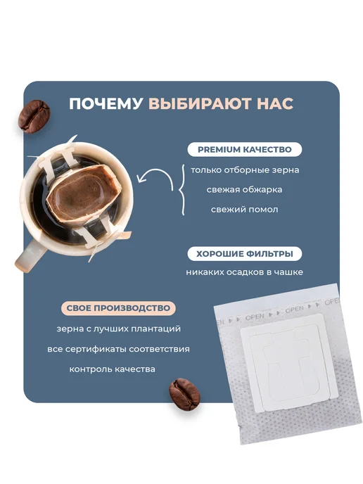 Дрип кофе Бразилия Фенси Стрелка кофе Новый дизайн 10 шт, 10 шт, фото 3