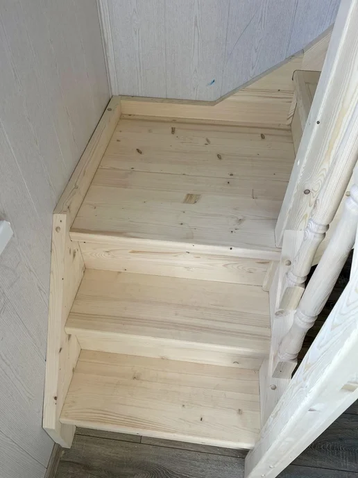 StairShop Деревянная лестница для дома проем 1100х2077мм (правая), желтый, фото 6