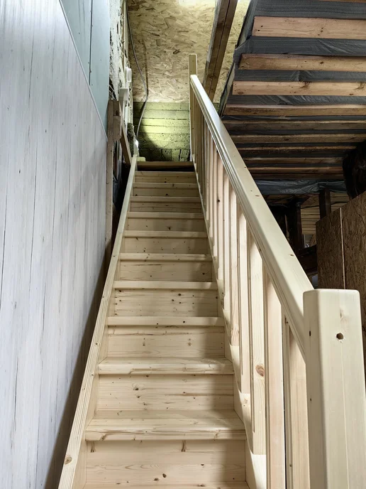 StairShop Деревянная лестница для дома проем 1100х2077мм (правая), желтый, фото 8