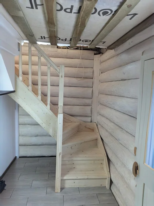 StairShop Лестница деревянная межэтажная проем 770х2447 мм (левая), 950x3030 мм, фото 6