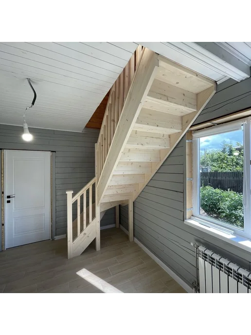 StairShop Деревянная лестница для дома проем 770х2447 мм (правая), 770x2447 мм, фото 7