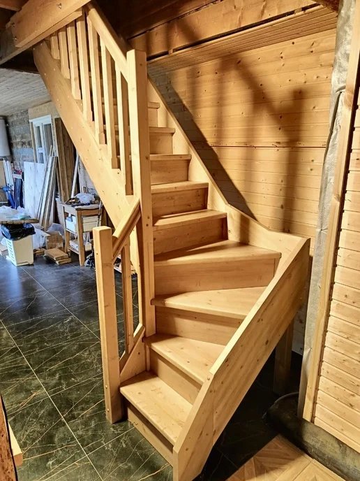 StairShop Лестница деревянная межэтажная проем 770х2270 мм (правая), 770x2447 мм, фото 6