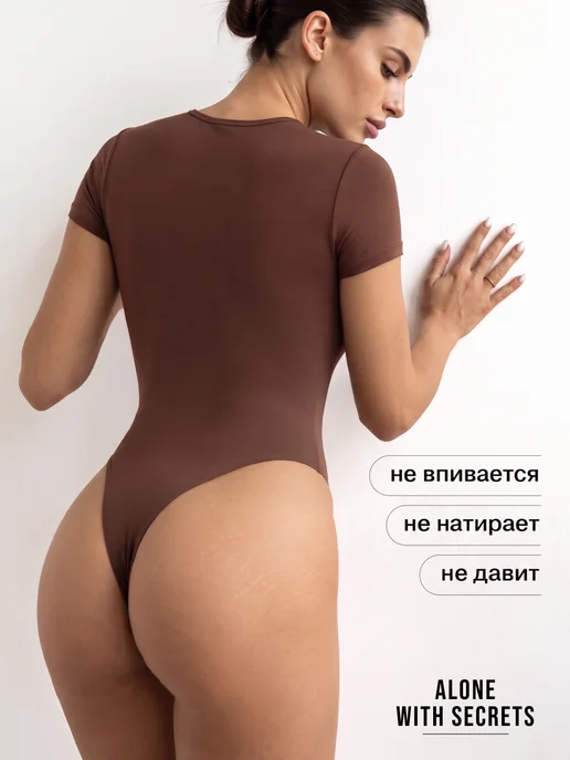 AVE BODY Боди утягивающее майка скимс корректирующее со стрингами, коричневый, фото 4
