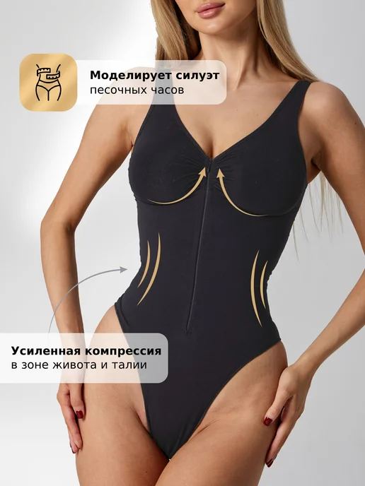 Goltini Боди утягивающее корректирующее под платье скимс skims, черный, фото 2