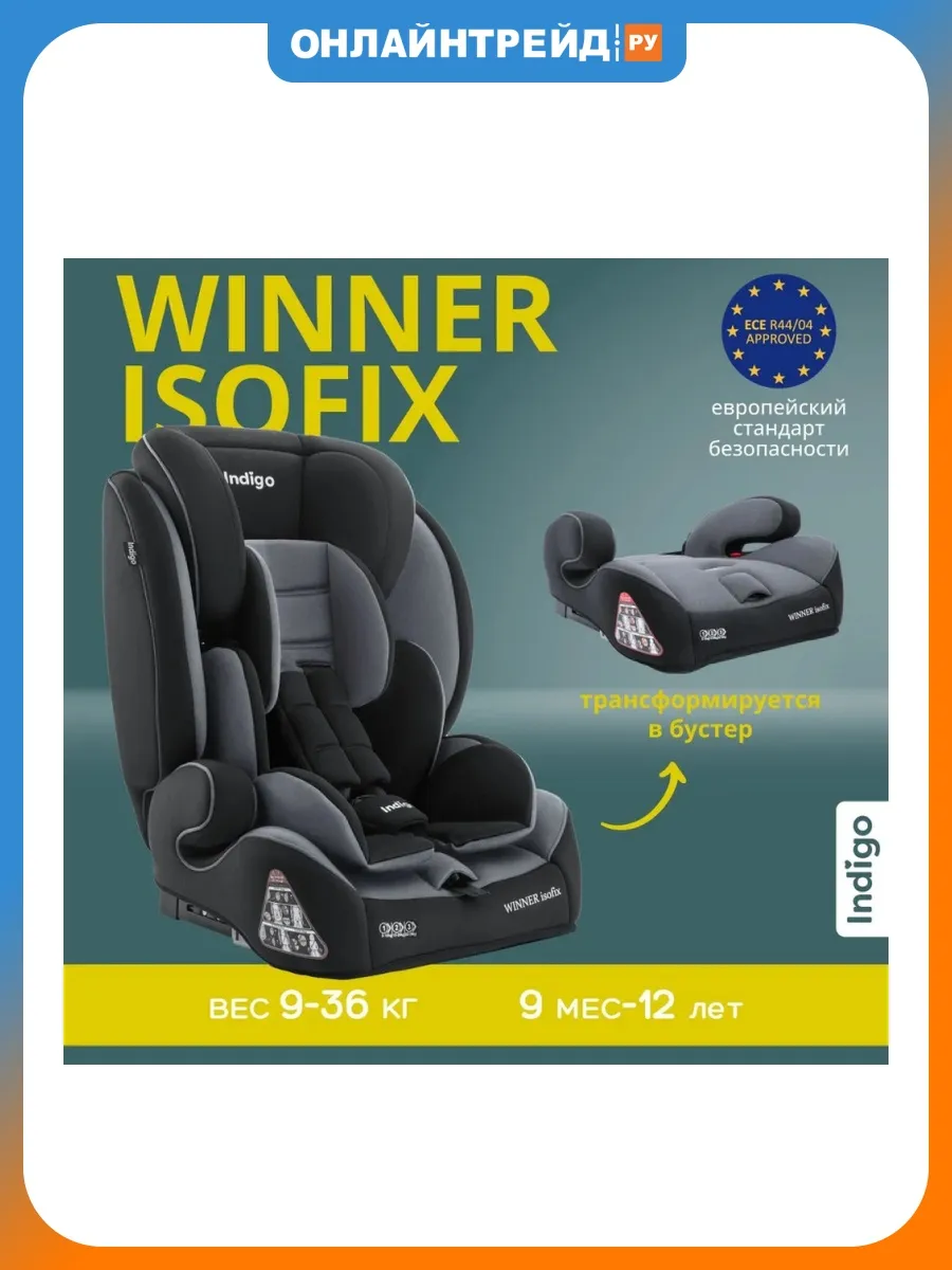 Автокресло-бустер 9-36 кг до 12 лет WINNER ISOFIX