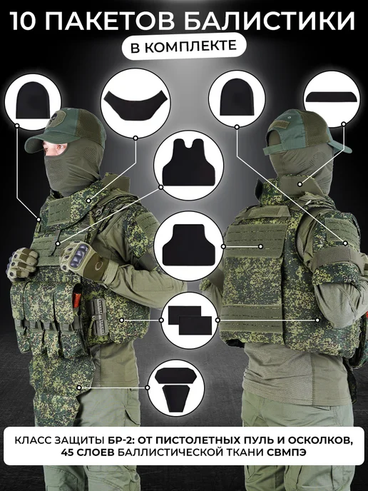 Yakeda Бронежилет военный Universal Armor тактический пиксель, зеленый, фото 2