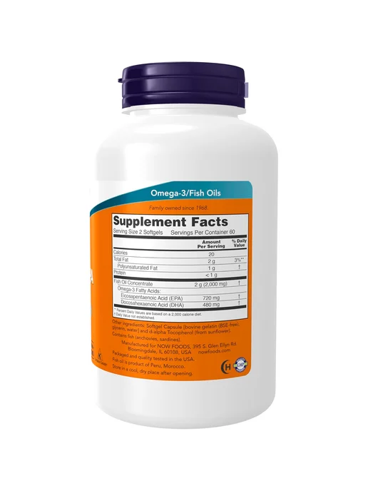 Ультра Омега 3 + Витамин Д3, Now Foods , 90 капсул Ultra Omega-3 + D3, Super EPA 1200 мг, фото 3