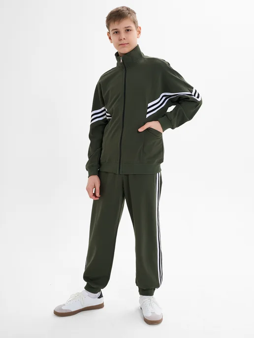 H/A fashion Спортивный школьный костюм без начеса, зеленый, фото 5