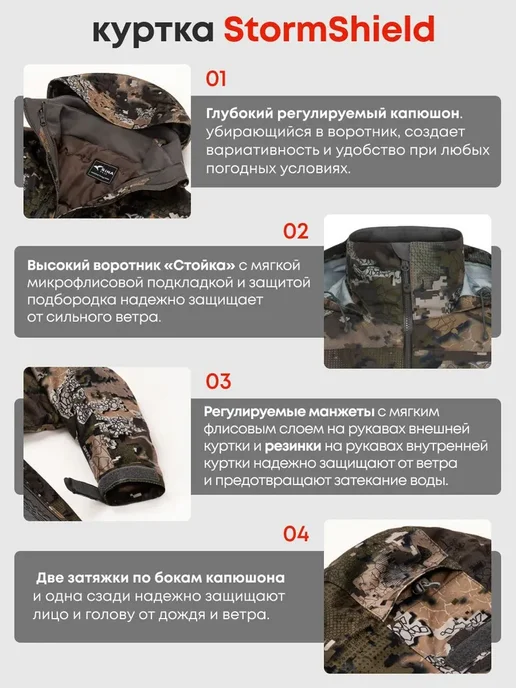 SINA GEAR Куртка зимняя камуфляжная Storm Shield, зеленый, фото 5