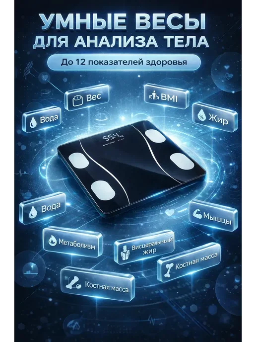 MARI23 Умные напольные весы с Bluetooth и анализом тела до 180 кг, 180 кг, фото 3