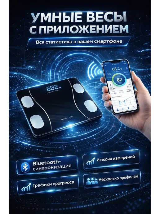 MARI23 Умные напольные весы с Bluetooth и анализом тела до 180 кг, 180 кг, фото 4