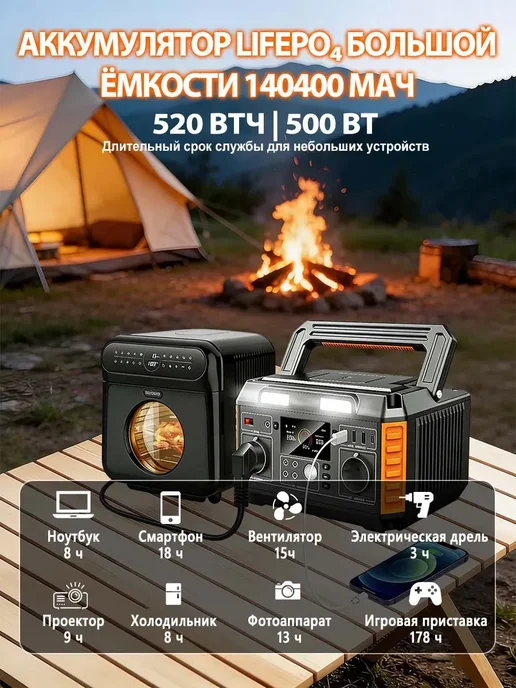 FIRST WEI Портативная электростанция зарядная станция 600Вт 220V, 600 Вт, фото 3