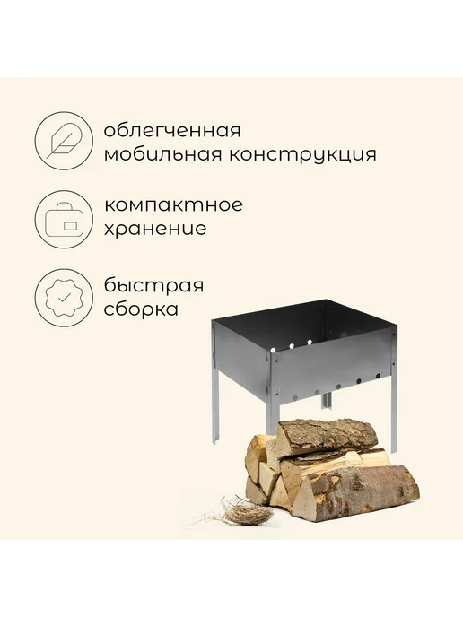 Maclay Мангал Мини разборный 30×24×30 см, 30x24x30 см, фото 2