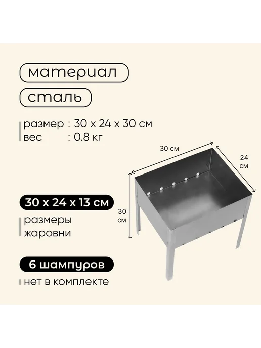 Maclay Мангал Мини разборный 30×24×30 см, 30x24x30 см, фото 3