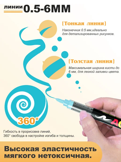 Акриловые маркеры для рисования, скетчинга, бежевый, фото 2
