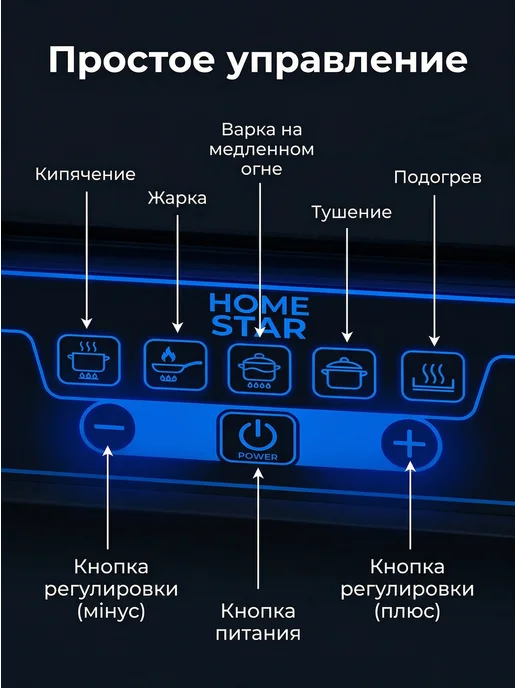 HomeStar Плитка электрическая настольная индукционная одноконфорочная, черный, фото 2