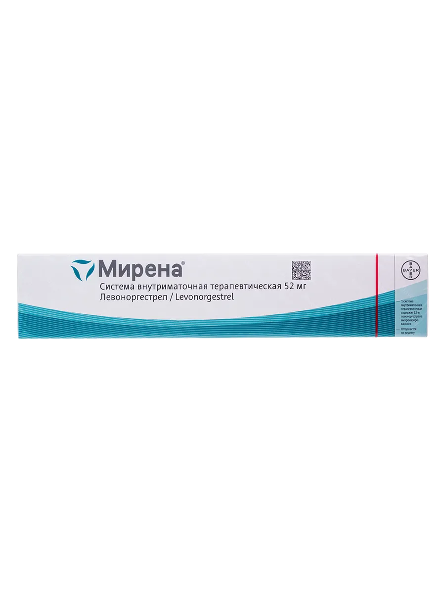 Мирена внутриматочная терапевтическая система ( спираль) 20 мкг/24 ч (52 мг) 1 шт