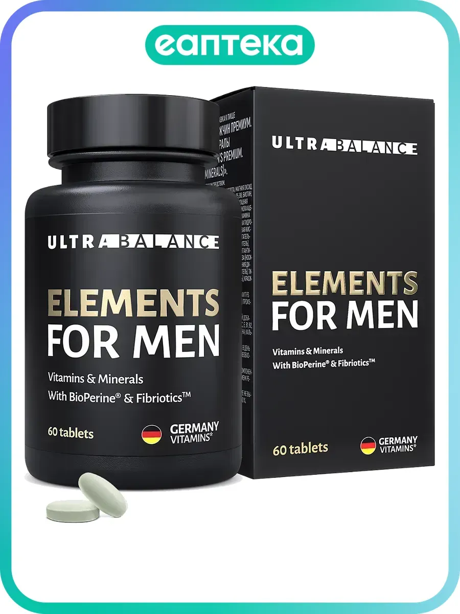 Элементы для мужчин Премиум Витамины и минералы / Elements for Men Premium Vitamins & Minerals UltraBalance таблетки массой 950 мг 60 шт