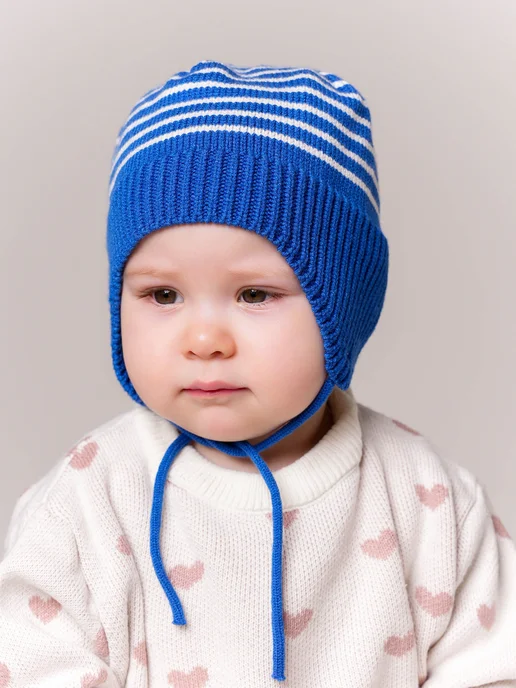 LIKO KASA Шапочка с завязками для малышей, синий, фото 5