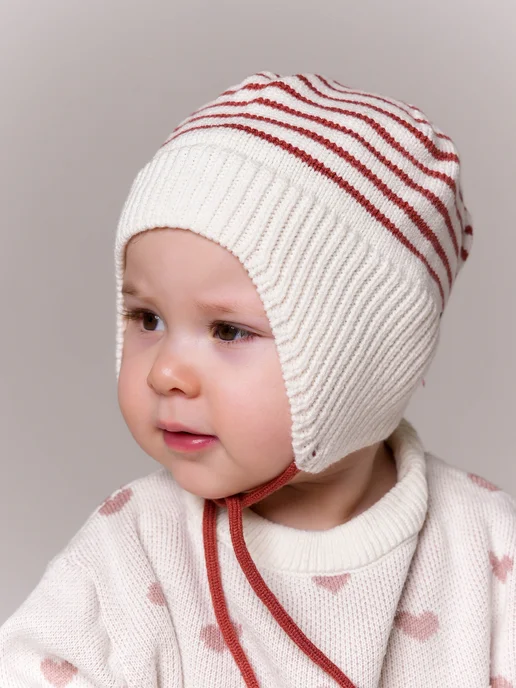 LIKO KASA Шапочка с завязками для малышей, белый