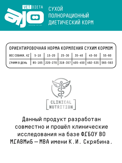 Сухой корм AJO Vet Dieta для собак, 0,8 кг, фото 6