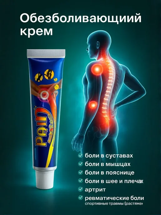 Обезболивающий крем для мышц суставов поясницы при ушибах, вариант