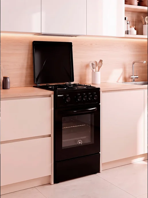 KRAFT Плита газовая для кухни с духовкой 58л, KF-FSKM531GBL, 58 л, фото 4