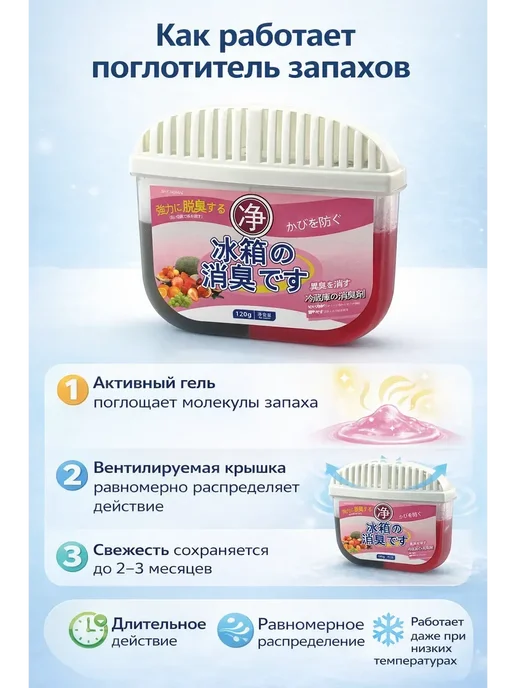 ВИИН Нейтрализатор запаха для холодильника, розовый, фото 4