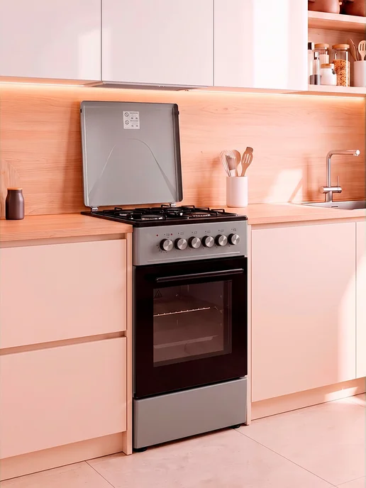 KRAFT Плита газовая для кухни с духовкой 58л, KF-FSKM532ES, 58 л, фото 6