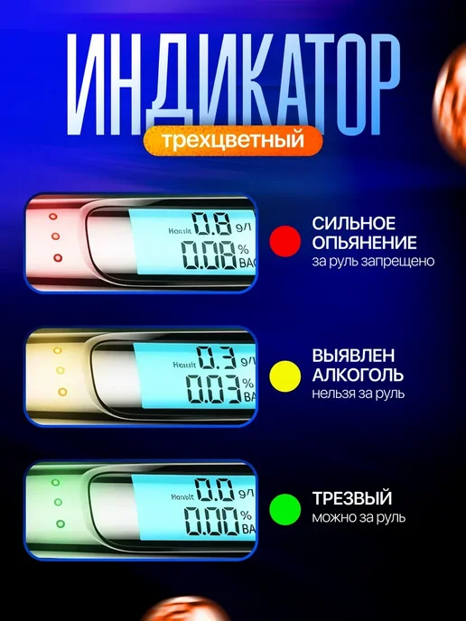 Алкотестер профессиональный гибдд на алкоголь цифровой, черный, в упаковке 185 г, фото 6