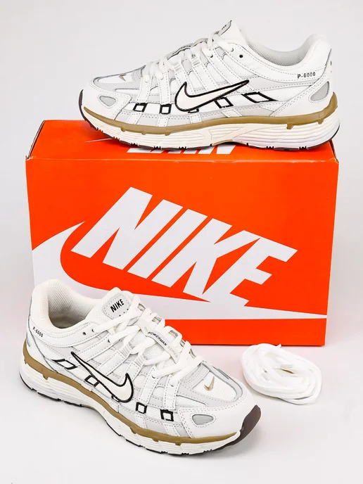 Кроссовки спортивные NIKE P 6000, бежевый, фото 2
