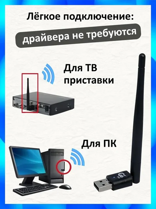 WiFi адаптер DVB-T2 спутниковых ресиверов 5 dBi, вариант, фото 4