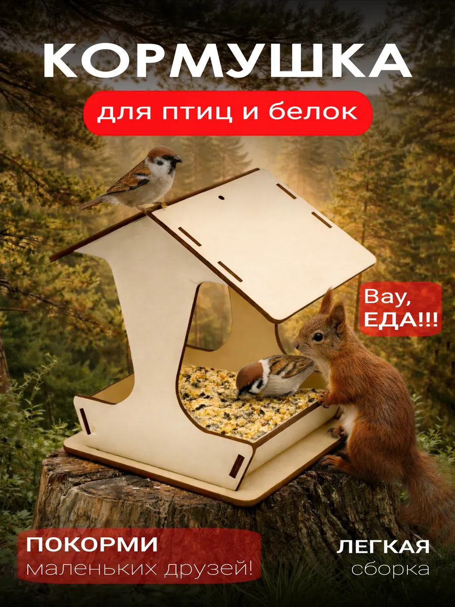 Кормушка для птиц и белок в подарок