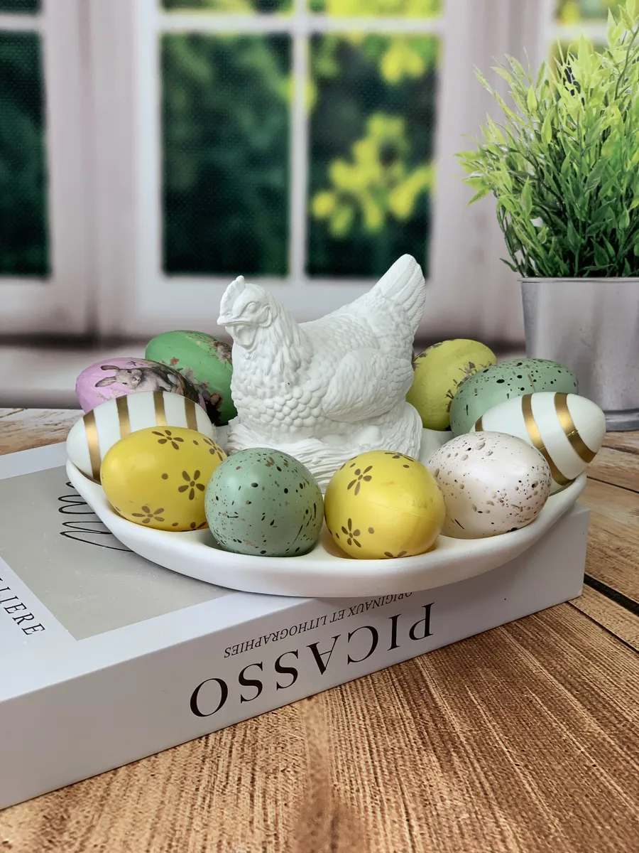 Подставка для яиц круглая с Пасхальной курочкой