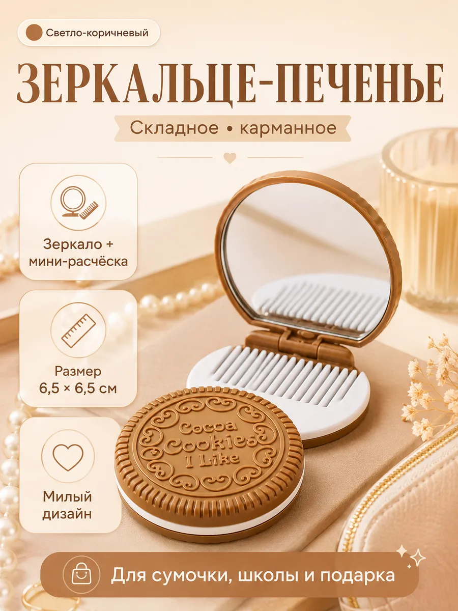 Зеркало карманное складное маленькое мини Подарок девочки