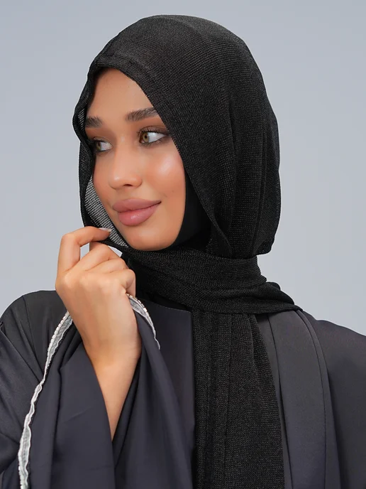 GIGISTORE Готовый Хиджаб капюшон сеточку тонкий мусульманский, черный, фото 4