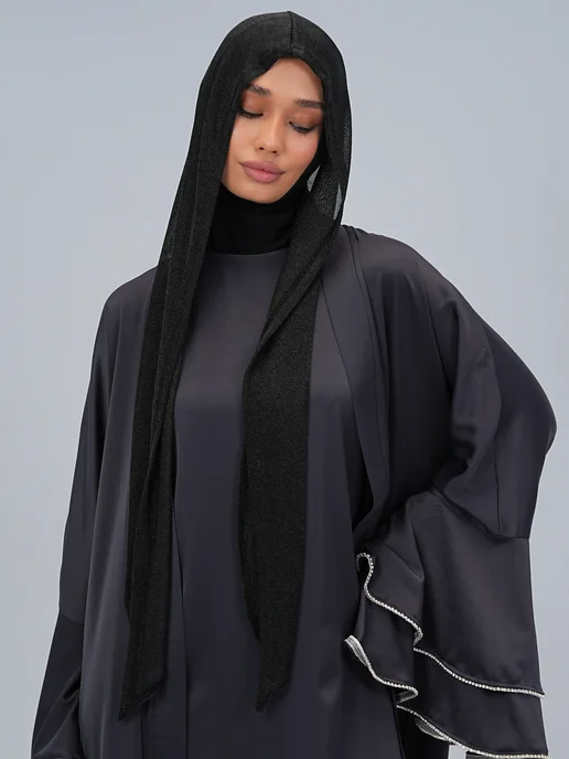 GIGISTORE Готовый Хиджаб капюшон сеточку тонкий мусульманский, черный, фото 5