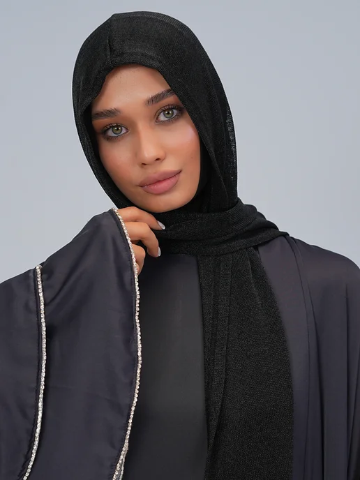 GIGISTORE Готовый Хиджаб капюшон сеточку тонкий мусульманский, черный, фото 7
