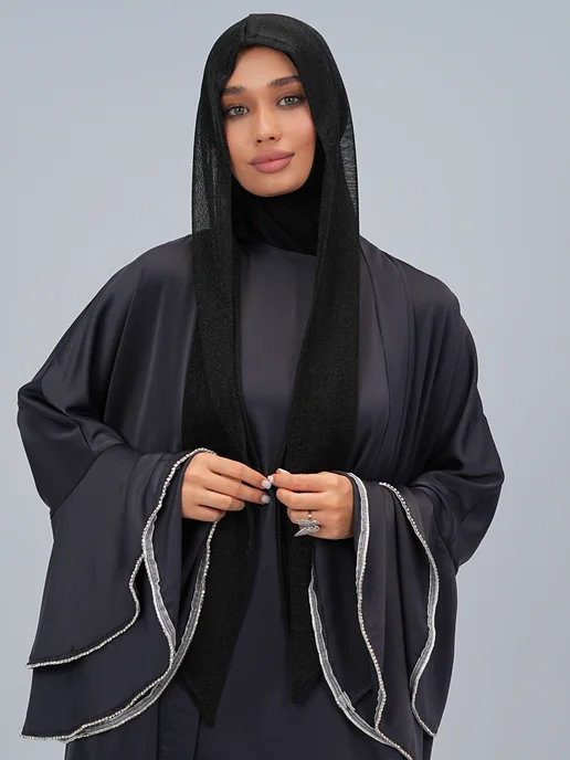 GIGISTORE Готовый Хиджаб капюшон сеточку тонкий мусульманский, черный, фото 8