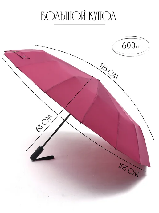 Gerain Umbrella Зонт автомат антиветер складной, красный, фото 2