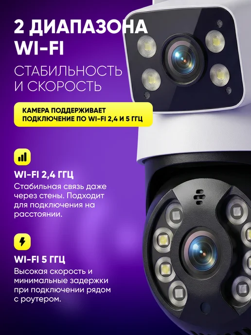 GALATRONICS Камера видеонаблюдения уличная wi-fi Ultra HD 3+3 Мп, черный, фото 2