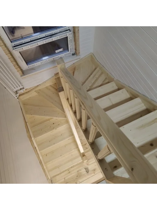StairShop Лестница деревянная межэтажная проем 1490х1525 мм (левая), 1840x2110 мм, фото 6
