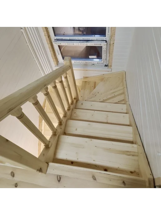 StairShop Лестница деревянная межэтажная проем 1490х1525 мм (левая), 1840x2110 мм, фото 7