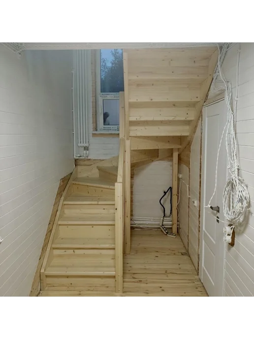 StairShop Лестница деревянная межэтажная проем 1490х1525 мм (левая), 1840x2110 мм, фото 8
